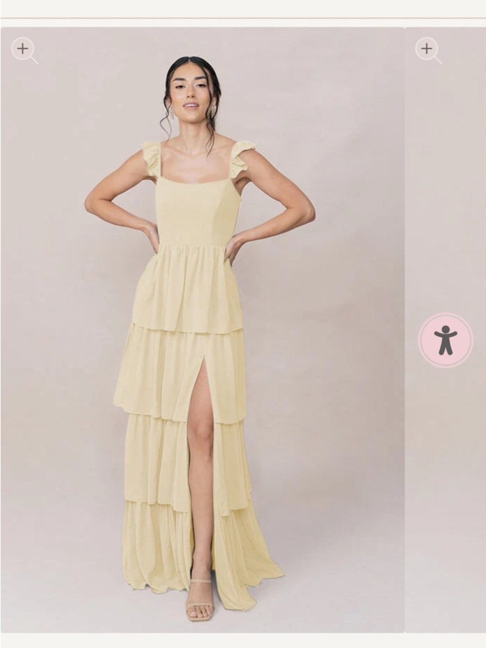Revelry Pale Yellow Tiered Maxi Dress with Ruffle Straps